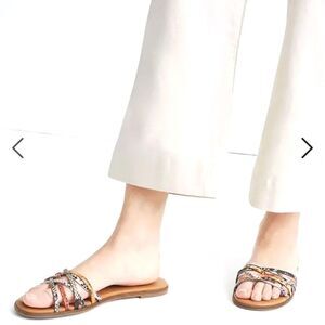 Madewell The Tracie Crisscross Slide sandal women's size 8 snake embossed spring